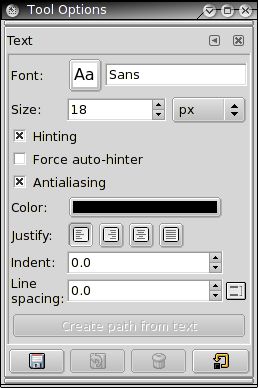 Add Text Tool Options